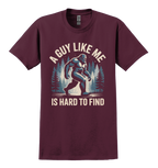 Maroon t-shirt with Sasquatch graphic design