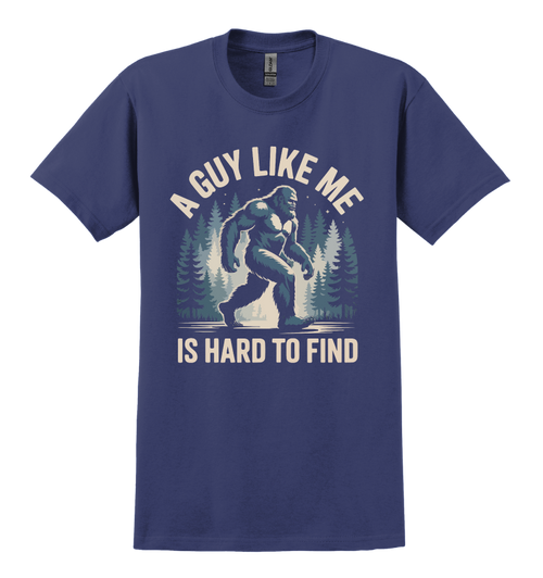 Blue t-shirt with Sasquatch graphic design