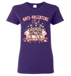 Purple t-shirt with skeleton design and 'Anti-Valentine Club' text