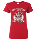 Red t-shirt with skeleton design and 'Anti-Valentine Club' text
