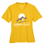Gold t-shirt with 'Hiking Gals' graphic design