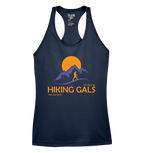 Navy tank top with 'Hiking Gals' logo 