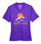 Purple t-shirt with 'Hiking Gals' graphic design