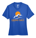Blue t-shirt with 'Hiking Gals' graphic design