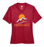 Red t-shirt with 'Hiking Gals' graphic design