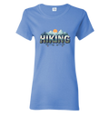 Blue t-shirt with 'Hiking' graphic design