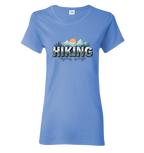 Blue t-shirt with 'Hiking' graphic design