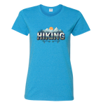 Blue t-shirt with 'Hiking' graphic design
