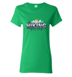 Green t-shirt with 'Hiking' graphic design