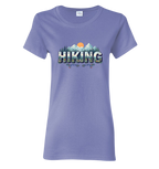 Purple t-shirt with 'Hiking' graphic design