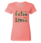 Coral t-shirt with 'Hiking' graphic design