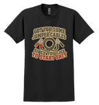 Black t-shirt that says "got you some jumper cables since you like to start sh*t"