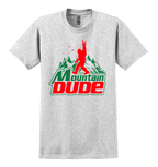 Grey heather t-shirt with Mountain Dude graphic design