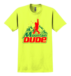 Safety Green t-shirt with Mountain Dude graphic design