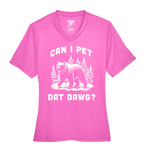 Pink t-shirt with bear graphic and text