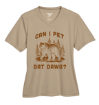 Beige t-shirt with bear graphic and text