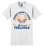 White t-shirt with colorful disc golf graphic and text on a white background